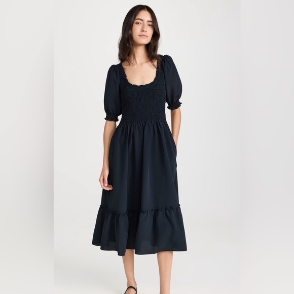 Hill House Dresses & Skirts - Hill House Home The Madeline Nap Dress Black Linear Swiss Dot cotton midi